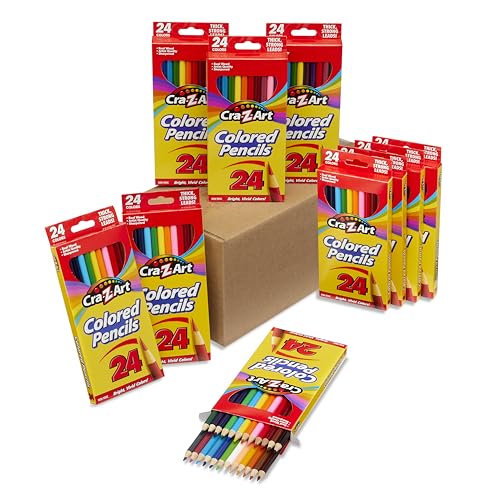 Cra-Z-Art Colored Pencils Bulk Pack, 10 Boxes of 24 ct Pre-Sharpened Pencils, Non-Toxic, Classroom School Art Supplies - size: 24 Count (Pack of 10)