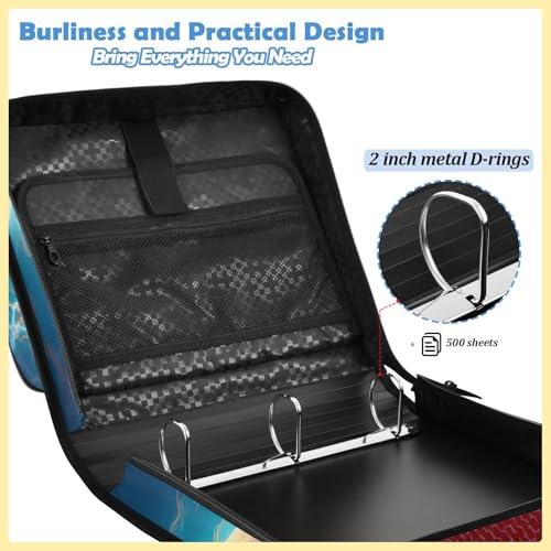 Custom Binder Bag Personalized Lightning Football 3 Ring Zipper Binder Bag with Laptop Pockets and Shoulder Strap Tote Binders Organizer Case for School Office - color: Custom Football