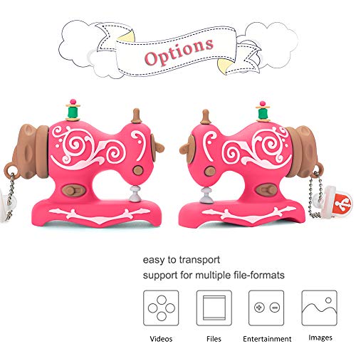 BorlterClamp 32GB USB Flash Drive Cute Cartoon Sewing Machine Model Memory Stick, Gift for Students and Children (Rose Red) - color: 32GB rose red