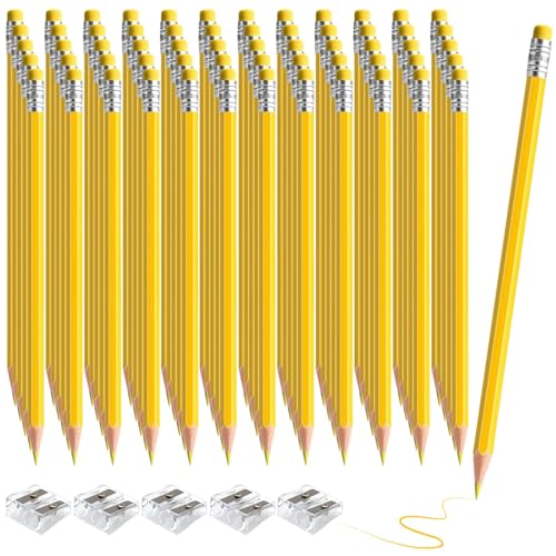 60 PCS Yellow Pencils Bulk with Eraser, Pre-Sharpened HB Spring & Easter Pencils for Kids, School Supplies for Writing, Drawing & Easter Art Crafts(Yellow) - color: yellow