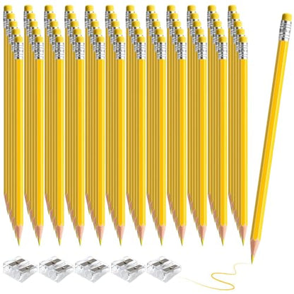 60 PCS Yellow Pencils Bulk with Eraser, Pre-Sharpened HB Spring & Easter Pencils for Kids, School Supplies for Writing, Drawing & Easter Art Crafts(Yellow) - color: yellow