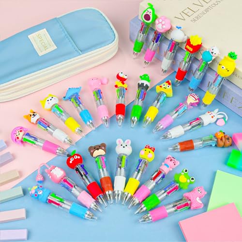 16 Pcs Mini Multicolor Pens in One 4-in-1, Cute Kawaii Ballpoint Pens Bulk with 16 Different Designs, Classroom Rewards, Student Gifts, Party Favors, Back to School Supplies for Kids - style: 16Pcs