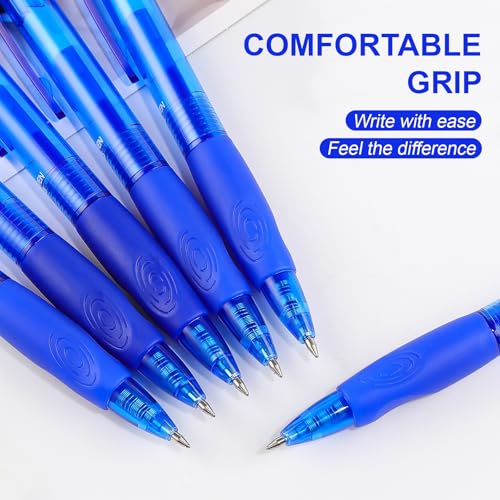 12 Pack Clicker Erasable Gel Pens, Fine Point (0.5mm), Blue Ink with Eraser, Make Mistakes Disappear, Soft Grip for Students, Writing, Note Taking, School & Office Supplies - color: 12 Blue