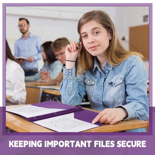Teling 24pcs Heavy Duty Plastic Folders with Clear Front Pocket and Card Slot, 3 Prongs and 2 Pockets, Letter-Size, Reports Document Presentations Office Supplies, Back to School Gifts (Dark Purple) - color: Dark Purple