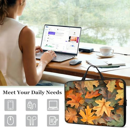 11.6 12 12.2 12.3 inch Laptop Sleeve with Handle, Autumn Maple Leaves Water‑Resistant Tabet Carrying Case for MacBook Air 12/Chromebook/HP/Dell/Lenovo/Asus/Acer - color: Autumn Maple Leaves, size: 11-12.3 inch Devices