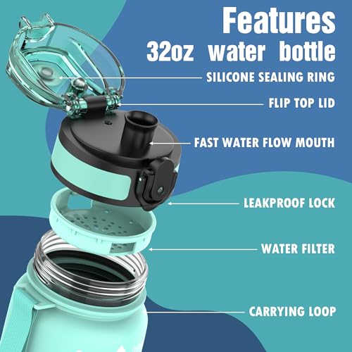 OLDLEY Water Bottle, 32oz Motivational Sports Water Bottle with Time Marker - Times to Drink - Tritan, BPA Free, Wide Mouth Leakproof,Bubble Gum - color: Bubble Gum