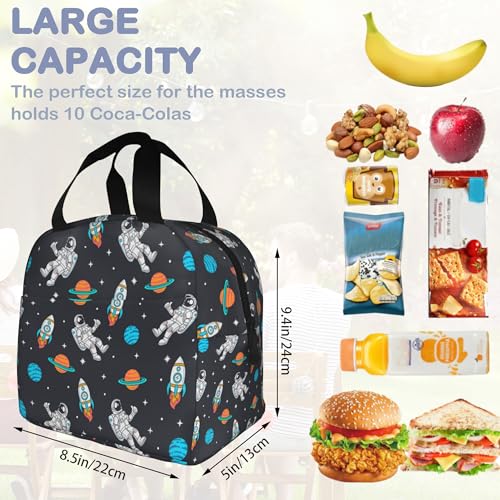 Astronauts Space Rockets Planets Stars Lunch Box,Insulated Lunch Bag for Girls Boys,Reusable Lunch Box for Kids Adults School Student Work Picnic Travel - color: Astronauts Space Rockets Planets Stars