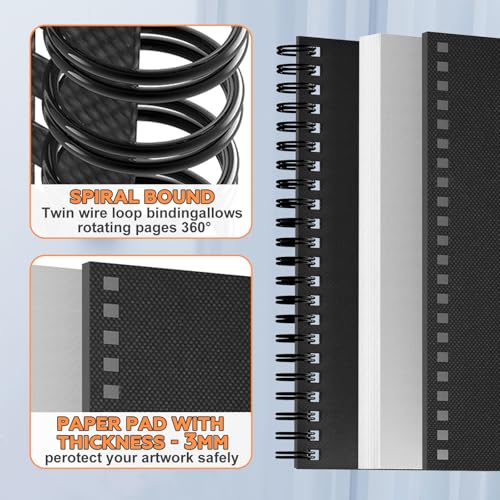 joibabe Spiral Bound Mixed Media Sketchbook, 160 GSM/98LB Heavyweight Acid Free Paper, 60 Sheets, 9x12 Inch Art Notebook for Drawing, Watercolor, Acrylic, Sketching, 1 Pack - size: 9" x 12"