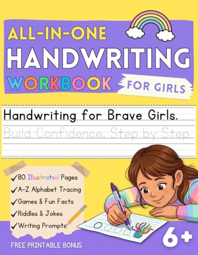 Handwriting Workbook for Girls Ages 6 and Up: Learn to Write with Alphabet Tracing, Full-Color Practice Pages, Fun Facts, Riddles, and Writing Prompts (Little Writers Collection)