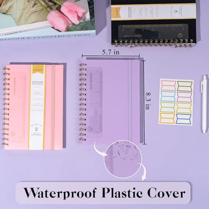Dot Grid Spiral Notebook A5 Spiral Bullet Dotted Journal 160 Pages Thick Dot Paper Notebooks Plastic Hardcover Spiral Notebook 5x7 Wire Bound Notebooks for Note Taking School Office Supplies,Purple - color: Purple, style: B - Dotted - A5