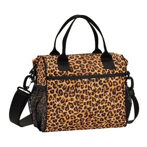 Leopard Print Lunch Bag & Lunch Box for Women with Adjustable Strap, S | Insulated Portable Lunch Totem Bag Cooler Bag for School Hiking Office Picnic - color: lunch 10, size: Small