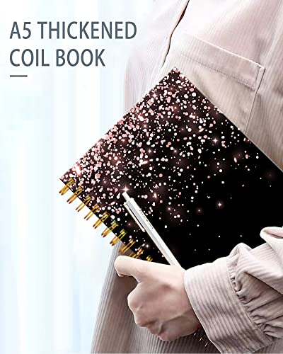 iampanda Spiral Journal Notebook,Strong TwinWire Binding with Premium Paper for Girl Women,Cute 60 Sheets A5 College Ruled NotebookJournal,Perfect for School Office Home Gifts,Rose Gold Falling - color: Rose Gold Falling Glitter