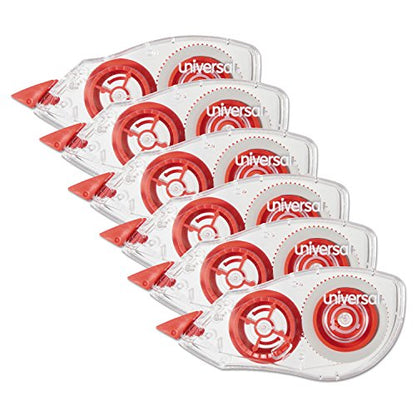 Universal 75606 Correction Tape with Two-Way Dispenser, Non-Refillable, 1/5-Inch x 315-Inch, 6/Pack