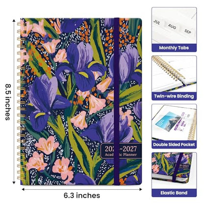 Planner 2026-2027, Academic Year Monthly and Weekly Calendar Planner, Jul 2026 - Jun 2027, Hardcover Teacher Student Planning Agenda book with Tabs, Perfect for School Office Supplies, 6.3" x 8.5" - Petal Rhythm - color: B-Petal Rhythm, size: (6.3"x8.5")a