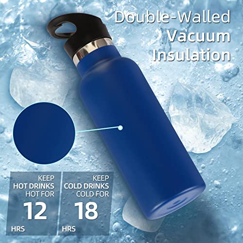 Volhoply 17oz Kids Insulated Water Bottle,Stainless Steel Water Bottles with Straw Lid,Reusable Metal Cups Water Bottle,Double Wall Vacuum Sports Water Flask Keep Hot & Cold for School (Navy,1 Set) - color: Navy