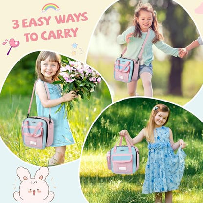 REDSHELL Lunch Box Kids, Large Insulated Lunch Bag Lunchbox for Girls, Pink | Tactical Style, Cooler Lunchbag, Square Toddler Lunchbox, School & Daycare, Lunch Tote, Water Bottle Holder, Adjustable Strap - color: Pink