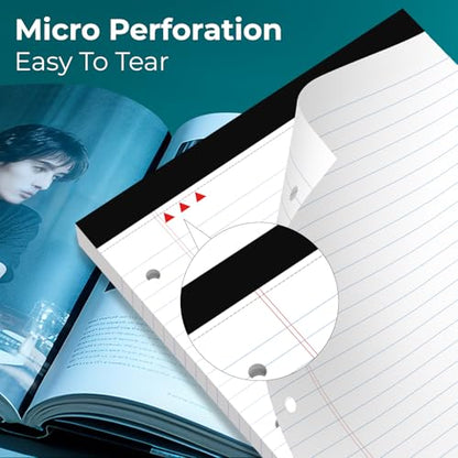 Legal Pads 8.5x11, 50 Sheets/Pack,12 Pack,3-Hole Punch & Perforated Writing Pads, Wide Ruled White Lined Paper, Notebook 8.5x11.75, Notepads 8.5x11 for Business, School and Office Supplies - style: 12 Pack-3Hole