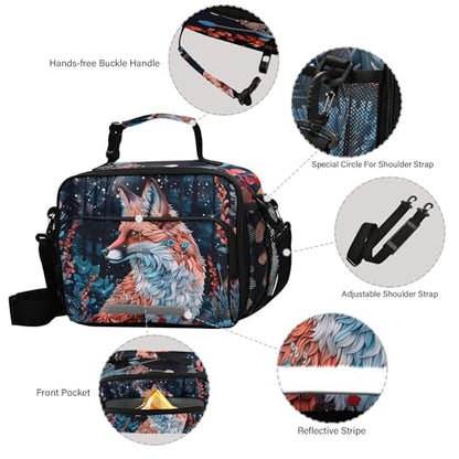MNSRUU Student Lunch Bag Beautiful Fox Insulated DinnerTotes Picnic Bag Lunch Box with Adjustable Shoulder Strap for Teen Kids Adults - color: Fox I9752