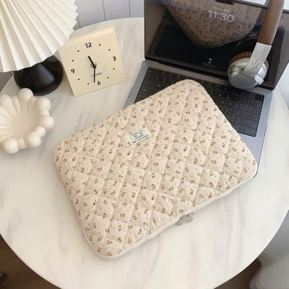 Cute Laptop Sleeve 13-15 inch Laptop Case Aesthetic Quilted Laptop Sleeve Computer Bag with Flower Printing for MacBook (Yellow, 13inch) - color: Yellow, size: 13inch