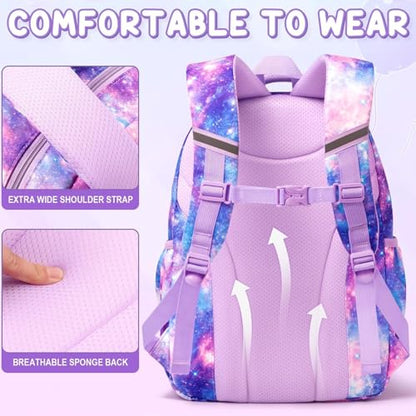 Fimibuke Kids Backpack for School Girls, 3Pcs Waterproof Girls Backpack with Lunch Box & Pencil Pouch - Lightweight Bookbag for Elementary Middle School Student Teens Ages 6+ black - color: A4.Black
