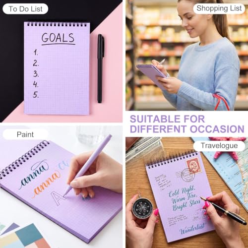 Engrowtic 2 Pack Graph Paper Spiral Notepad A5 Top Wirebound Notepad Grid Notebook Steno Pad Memo Notebook Grid Paper 140 Pages for Writing Sketching Drawing Office Supply(Black (internal Purple)) - color: Black(internal Purple)
