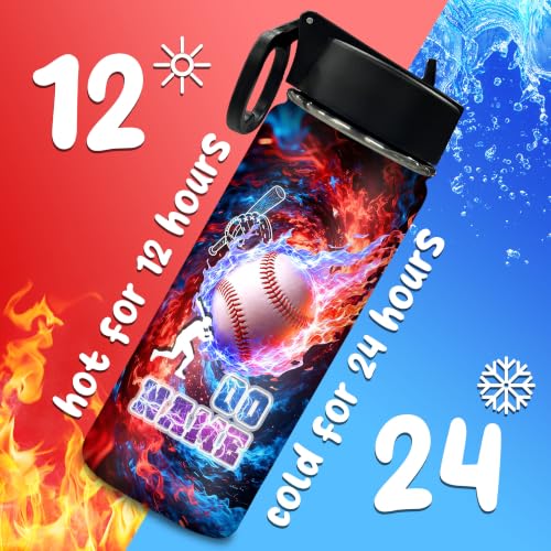 Next Day Shipping Custom Water Bottle Personalized Cups for Kids Girls Boys Toddler Baseball Customized Name Insulated Stainless Steel Water Bottles Customizable Gifts for School Christmas Birthday - color: New Color 28