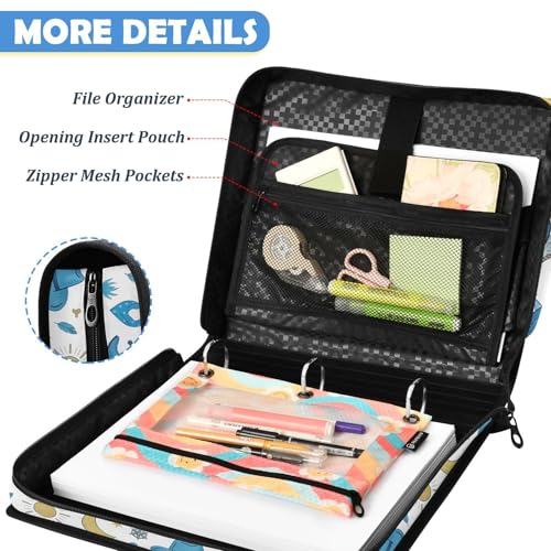 Personalized Name Binder Bag, Cute Cowboy Wild West Sky Zipper Binder 3 Ring, Multi-Pocket School & Office Personalized Binder Organizer, Compatible with 14-Inch Notebook, Back to School Gift - color: Option K