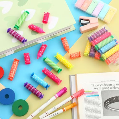 Teling 144 Pcs Mini Highlighters Bulk for Goodie Bags, 6 Colors Candy Shaped Pastel Highlighter Pens with Geometry Patterns, Party Favors, Classroom Prizes, Teacher Rewards, Birthday Gift Bag Stuffers - style: Geometry