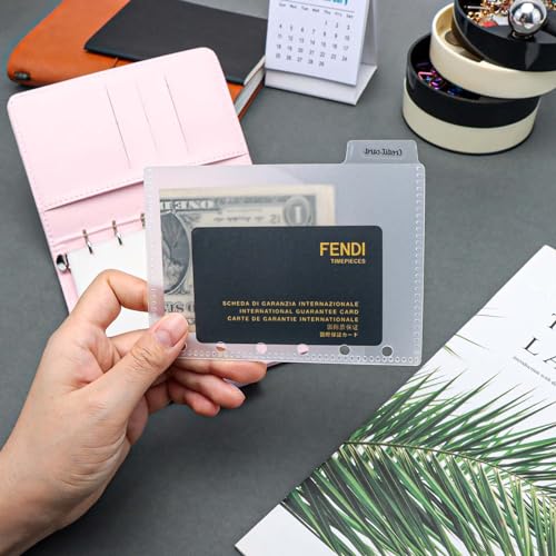 NatSumeBasics 8 Frosted A7 Binder Pocket Dividers 4 Tabs Mini Planner Inserts PP 2 Layer Cash Envelopes for 6 Ring Budgeting Binder Accessories Supplies (Frosted 3.5“) - color: Frosted Pocket Dividers