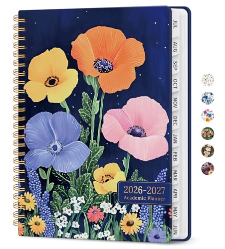Planner 2026-2027, Academic Year Monthly and Weekly Calendar Planner, Jul 2026 - Jun 2027, Hardcover Teacher Student Planning Agenda book with Tabs, Perfect for School Office Supplies, 6.3" x 8.5" - Lavish Bloom - color: D-Lavish Bloom, size: (6.3"x8.5")a