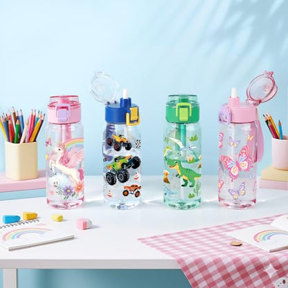 18.6oz Kids Water Bottle, Tritan BPA-Free, Excavator & Football | Toddler Water Bottle with Handle & Straw for School Travel · Pop-Up Spout Cover · Leak-Proof · Dishwasher Safe