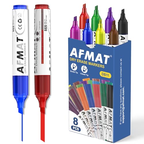 AFMAT Dry Erase Markers, 3x High Capacity, Liquid Chisel Tip Whiteboard Markers with Visible Ink Level, Low Odor Erasable Markers for Teachers, Classroom Essentials, Office Supplies[8 Colors, 8 Pack] - color: 8 Colors