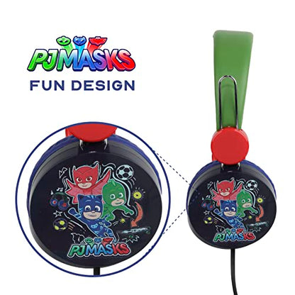 PJ Masks Over The Ear Headphones HP1-01057 | Soft and Cushioned Ear Pieces to Fit Any Size, Adjustable Headband Headphones, Great Sound, Volume Limiting Technology - color: PJ Masks