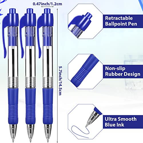 Fainne 200 Pack Retractable Ballpoint Pen 1.0 mm Medium Point Refillable Smooth Click Writing Pens With Grip for Work Journal Writing Office School Supplies(Blue Ink) - color: Blue Ink