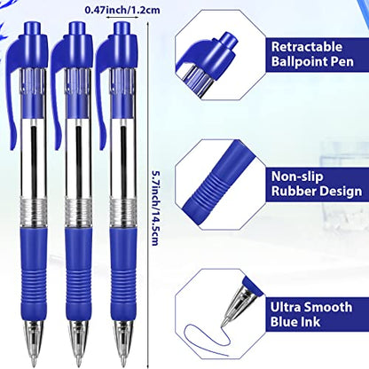 Fainne 200 Pack Retractable Ballpoint Pen 1.0 mm Medium Point Refillable Smooth Click Writing Pens With Grip for Work Journal Writing Office School Supplies(Blue Ink) - color: Blue Ink