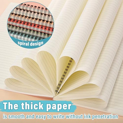 Fuutreo 6 Pack B5 Spiral Notebooks 10.5 x 7.45 Inch College Ruled Aesthetic Journal Kraft Hardcover 70 Sheets (140 Pages) Spiral Notebook for Office Students Work Journaling(Retro Series,Classical) - color: Retro Series