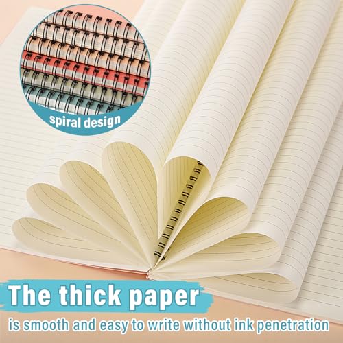 Fuutreo 6 Pack B5 Spiral Notebooks 10.5 x 7.45 Inch College Ruled Aesthetic Journal Kraft Hardcover 70 Sheets (140 Pages) Spiral Notebook for Office Students Work Journaling(Retro Series,Classical) - color: Retro Series