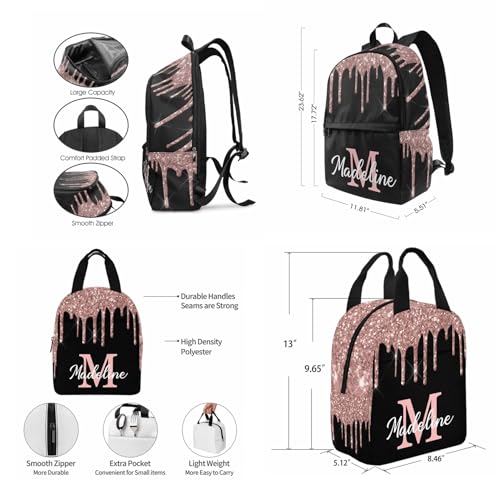 MyPupSocks Custom Name Backpack Bag for Boys Girls, Personalized Girls Glitter Initial Schoolbag Casual Backpack Customized Bookbag or Lunch Bag for Kids Unisex Back School Camping Travel - color: Multi 08