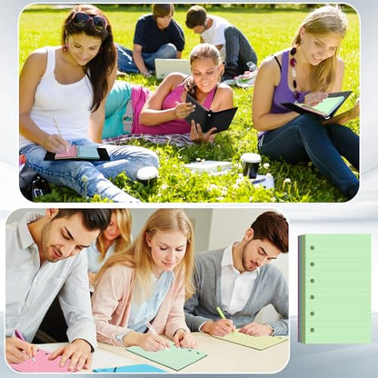 Ireer 6 Hole Mini Lined Paper Refill 200 Sheets Blank Planner Refills Loose Leaf Papers 3 x 5 Inches for Binders Planner Inserts Mini Ruled Filler Books Memo Papers Notebooks(Pink Blue Yellow Green) - color: Pink Blue Yellow Green