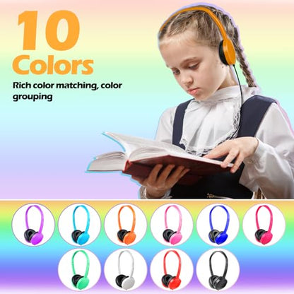 Kids Headphones Bulk 20 Pack for Classroom School,3.5mm Jack | Class Set of Headphones for Students Teens Children 3.5mm Jack