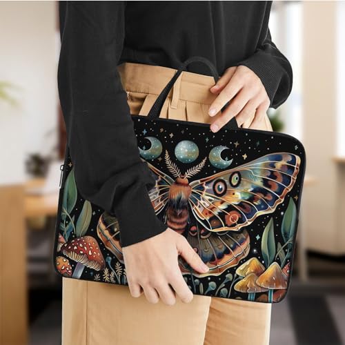 Laptop Sleeve Bag with Handle Computer Protective Soft Cover Case for 14 Inch 13 Inch Laptop,Art Butterfly Moon - color: Art Butterfly Moon