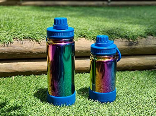 CHILLOUT LIFE 12oz Kids Insulated Stainless Steel Water Bottle with Leak Proof Spout Lid & 144 Stickers - color: Magic Rainbow, style: 12 oz