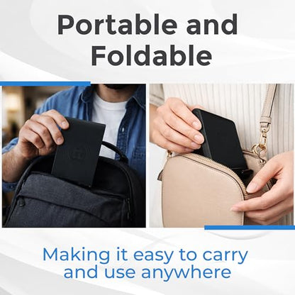Tablet Stand, Adjustable Height, Phone Stand, Tablet and Phone Holder for Desk, Fits Tablets up to 13", Charging Slot, Foldable, Silicone Padding, Compatible with iPad/iPhone/Kindle
