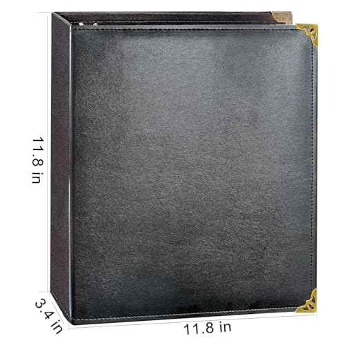 Large 2 Inch D-Ring 3 Ring Binder, Faux Leather, Black | Faux leather inside and out; large cover fits 8.5 x 11 paper, sheet protectors, dividers, certificates, and files. - color: Black, size: 2 Inch