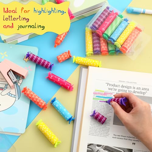 Teling 144 Pcs Mini Highlighters Bulk for Goodie Bags, 6 Colors Candy Shaped Pastel Highlighter Pens with Geometry Patterns, Party Favors, Classroom Prizes, Teacher Rewards, Birthday Gift Bag Stuffers - style: Geometry