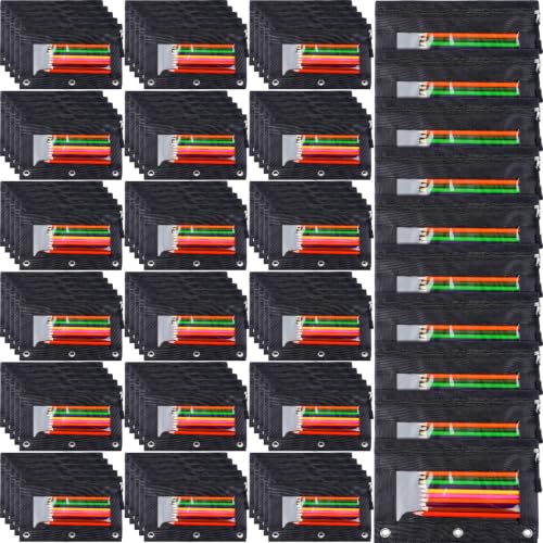 Zhehao 100 Pcs Zipper Binder Pencil Pouches:3 Ring Binder Pencil Pouches with Window Bulk Clear Pen Bags Case for Office School Classroom Supplies(Black,Single Layer) - color: Black, style: Single Layer