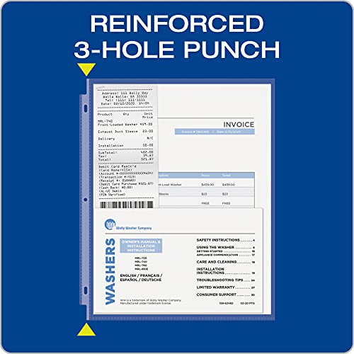 Oxford Sheet Protectors, 100 Pack, Letter Size (8.5 x 11), Heavy Duty Clear Sheet Protectors for 3 Ring Binder, Top Loading, Reinforced Holes, Non-Stick, for School and Office, Made in USA