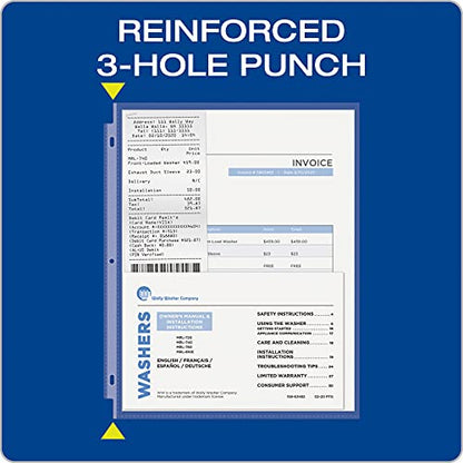 Oxford Sheet Protectors, 100 Pack, Letter Size (8.5 x 11), Heavy Duty Clear Sheet Protectors for 3 Ring Binder, Top Loading, Reinforced Holes, Non-Stick, for School and Office, Made in USA
