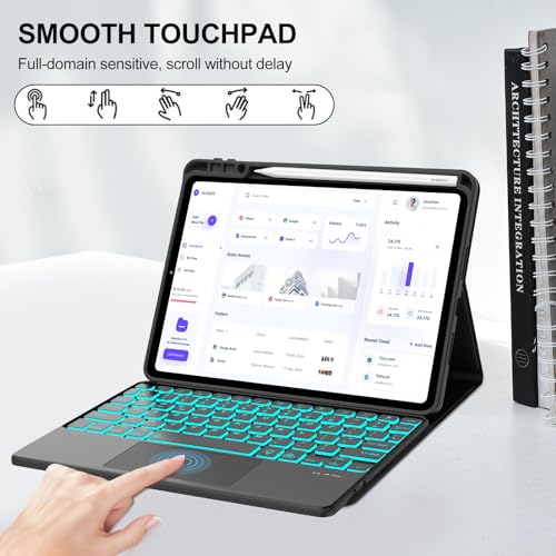 IVEOPPE Keyboard Case for Xiaomi Pad 8/8 Pro/Pad 7/7 Pro 11.2 Inch Trackpad | 7 Color Backlit, Magnetic Detachable Wireless Bluetooth Keyboard, Multi-Touch Trackpad, Stain Resistant Cover, Rechargeable - color: Black (Backlit Keyboard)