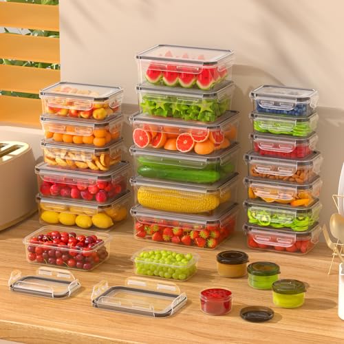 48 PCS Food Storage Containers with Lids Airtight (24 Containers & 24 Lids), Leak proof Meal Prep Container Set for Kitchen Storage, BPA-free, PVC-free Plastic, Microwave/Dishwasher Safe, Labels & Pen - color: 48 Piece